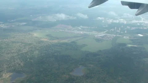 Airplane flight, looking through window Stock Footage 978819
