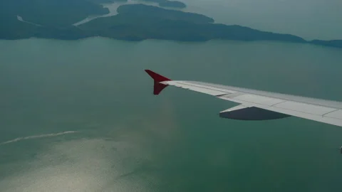 Airplane flight over the ocean Stock Footage 156245798