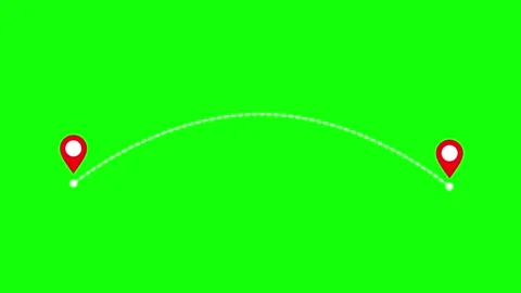 Airplane Flight Path Animation with Location Pin on Green Screen Stock Footage 317419049
