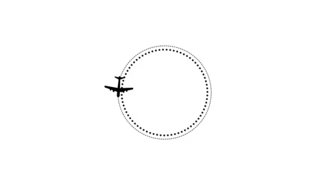 Airplane Flight Path Around Circle Travel 4k Animation on white background Stock Footage 344323869