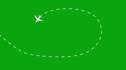 Airplane flight route with dash line moving animation. Stockbeeldmateriaal 336859278