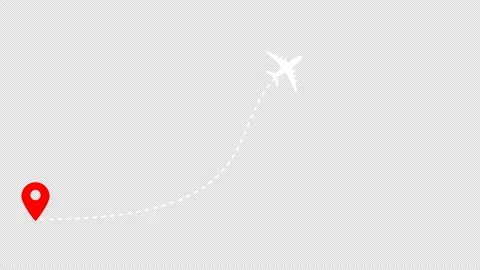 Airplane flight route with dash line moving animation. 库存影片 340959911
