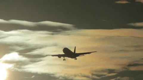 Airplane flight taking off on a sunny day Stock Footage 34654798