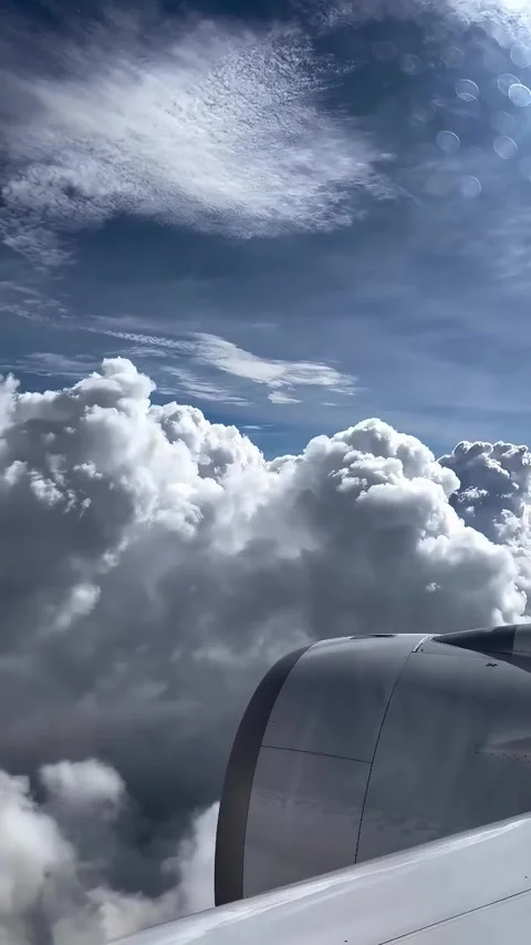 Airplane Flight Through Voluminous White Clouds Stock Footage 341317209