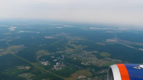Airplane flight, window view Stock Footage 201647484