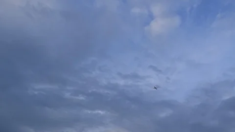 Airplane fly on blue sky Stock Footage 90784914