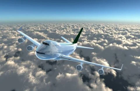 Airplane fly to cam Stock Illustration