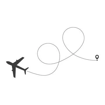 Airplane fly in line route. Stock Illustration
