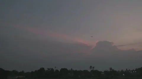 Airplane fly in the sky during sunset Stock Footage 257642413