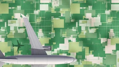 Airplane flying. 3D render Stock Illustration