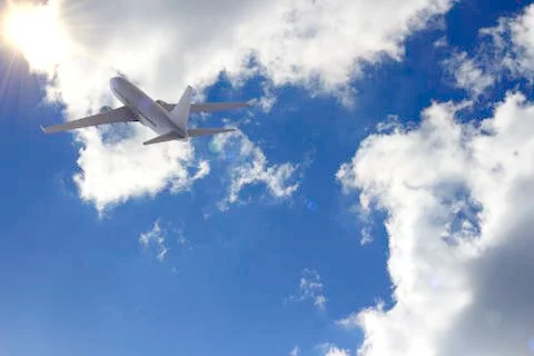 Airplane flying. 3D render Stock Illustration