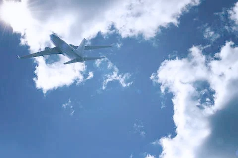 Airplane flying. 3D render Stock Illustration