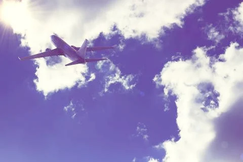 Airplane flying. 3D render Stock Illustration