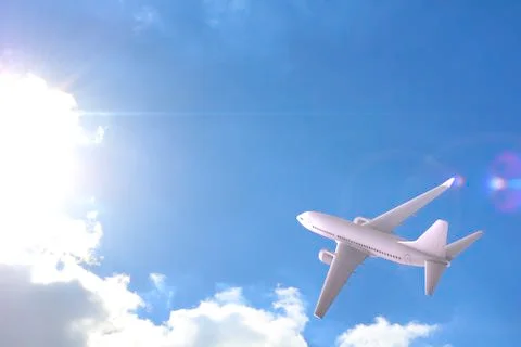 Airplane flying. 3D render Stock Illustration