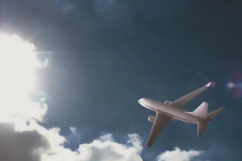 Airplane flying. 3D render Stock Illustration
