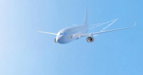 Airplane flying. 3D render Stock Illustration