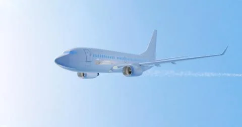 Airplane flying. 3D render Illustrazione stock