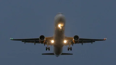 Airplane Flying above Airbus A321 passenger plane 動画素材 96607222