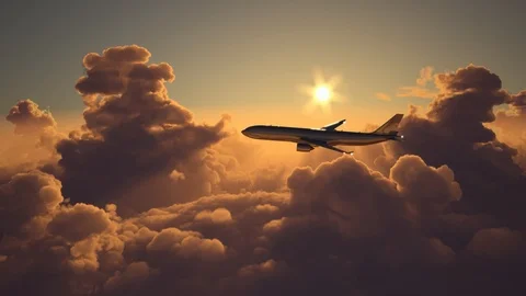 Airplane flying above the clouds Stock Footage 126980212