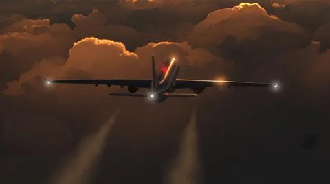 Airplane flying above the clouds Stock Illustration