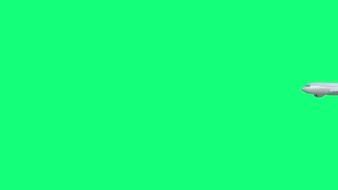 Airplane Flying Across Green Screen - Chroma Key Commercial Jet Aviation Stock Footage 336599381