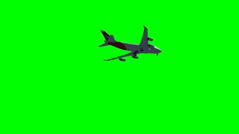Airplane Flying Across Screen Transit Green Screen Keying Video stock 340675763