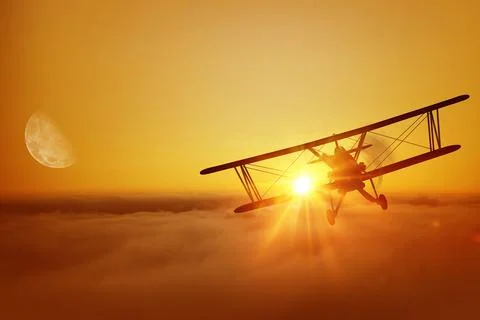 Airplane Flying Adventure Stock Illustration