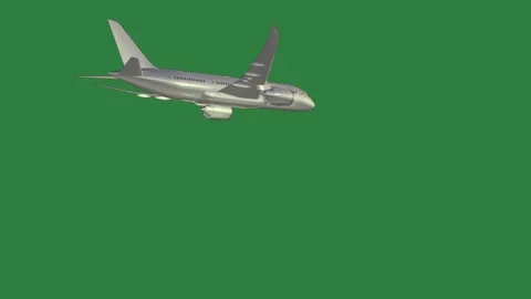An airplane is flying in the air on sky plane isolated on green screen Видео 336955321