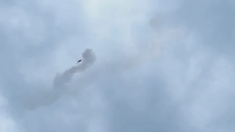 Airplane flying and stunt on high speed Stock Footage 143571192