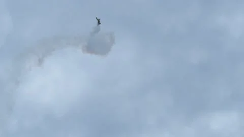 Airplane flying and stunt on high speed Stock Footage 143571253