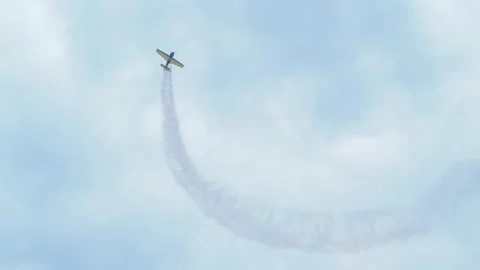 Airplane flying and stunt on high speed Stock Footage 143571304