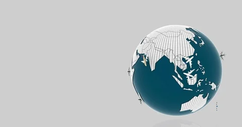 Airplane flying around the world. Stock Footage 88728248
