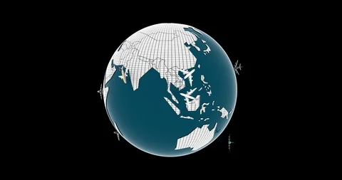 Airplane flying around the world. Stock Footage 91114874