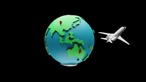 Airplane flying around the world 库存影片 250159883