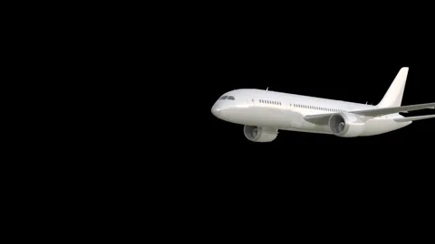 Airplane flying On Black screen 3d animation video Stock Footage 282449201