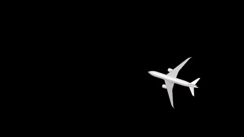 Airplane flying On Black screen. lower view 3d animated Stock Footage 282449129