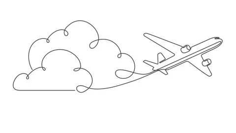 An airplane flying in the clouds. Around the world trip . Stock Footage 328035025
