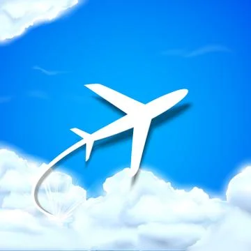 Airplane flying in Clouds Stock Illustration