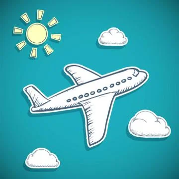 Airplane is flying in the clouds. Stock-Illustration