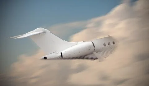 Airplane flying into the clouds Stock Photos