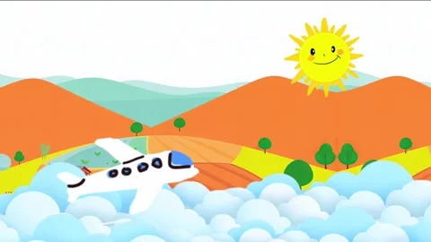 Airplane flying in clouds with sun view Video stock 299147770