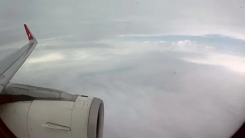 Airplane flying, clouds turkish Stock Footage 133819695