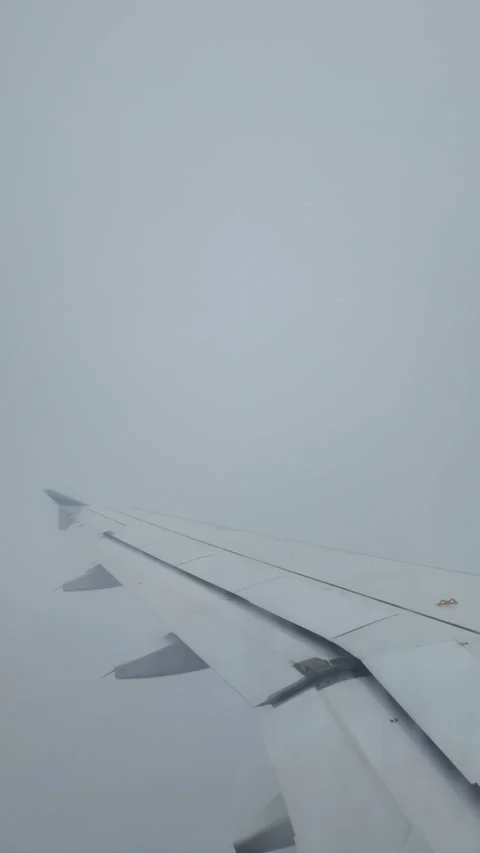 Airplane flying in the clouds without clear vision, vertical Stock Footage 274201400