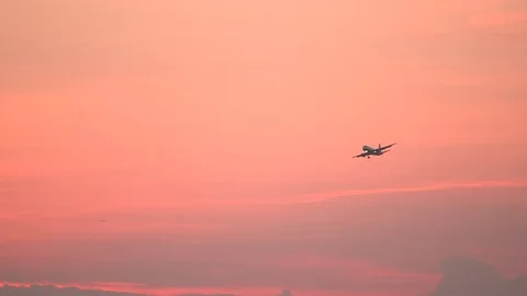Airplane Flying During Sunset Stock Footage 78119068