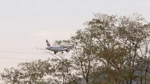 Airplane flying on Florence Video stock 78923299