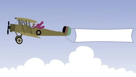 Airplane flying with Message Banner Stock Illustration