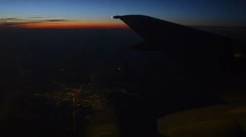 Airplane flying at night Video stock 37542809