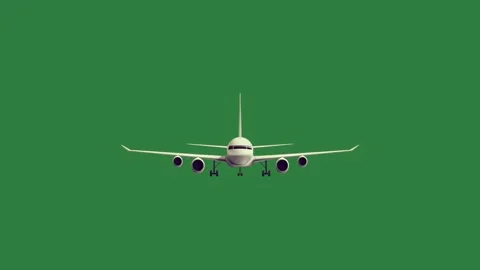 An airplane flying over a and is the plane on in sky white isolated on green Stock Footage 336858345
