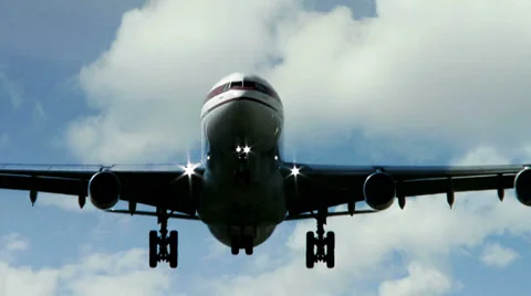 Airplane flying over camera. plane airline. transportation transit. Stock Footage 37267441