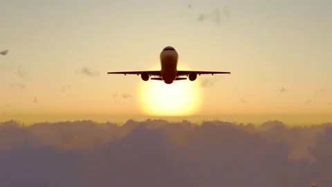 Airplane flying over the clouds Stock Footage 311984602